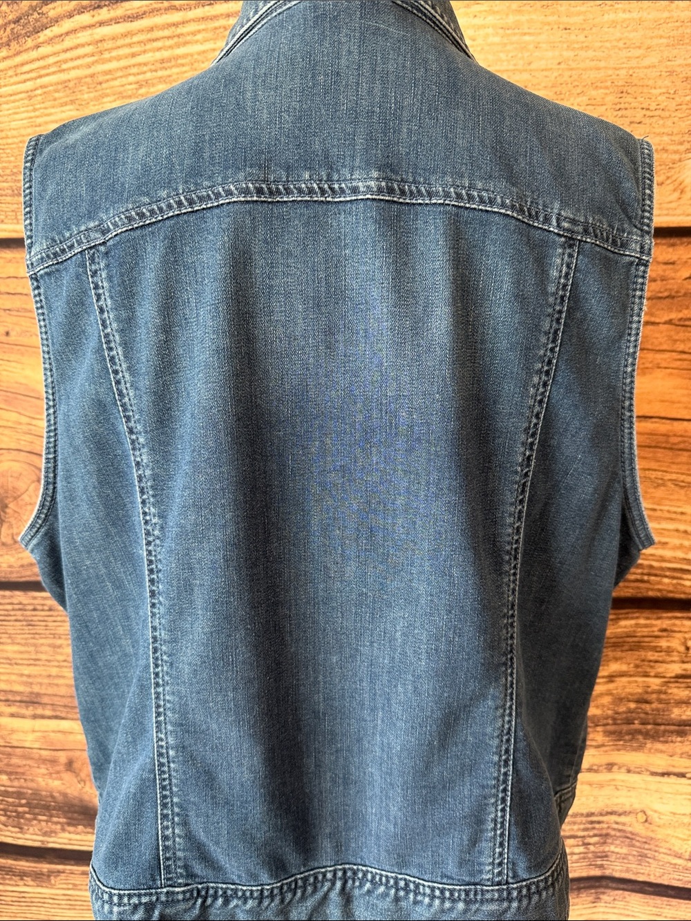 Chico's Indigo Denim Sleeveless Button-Front Vest - Picture 5 of 7